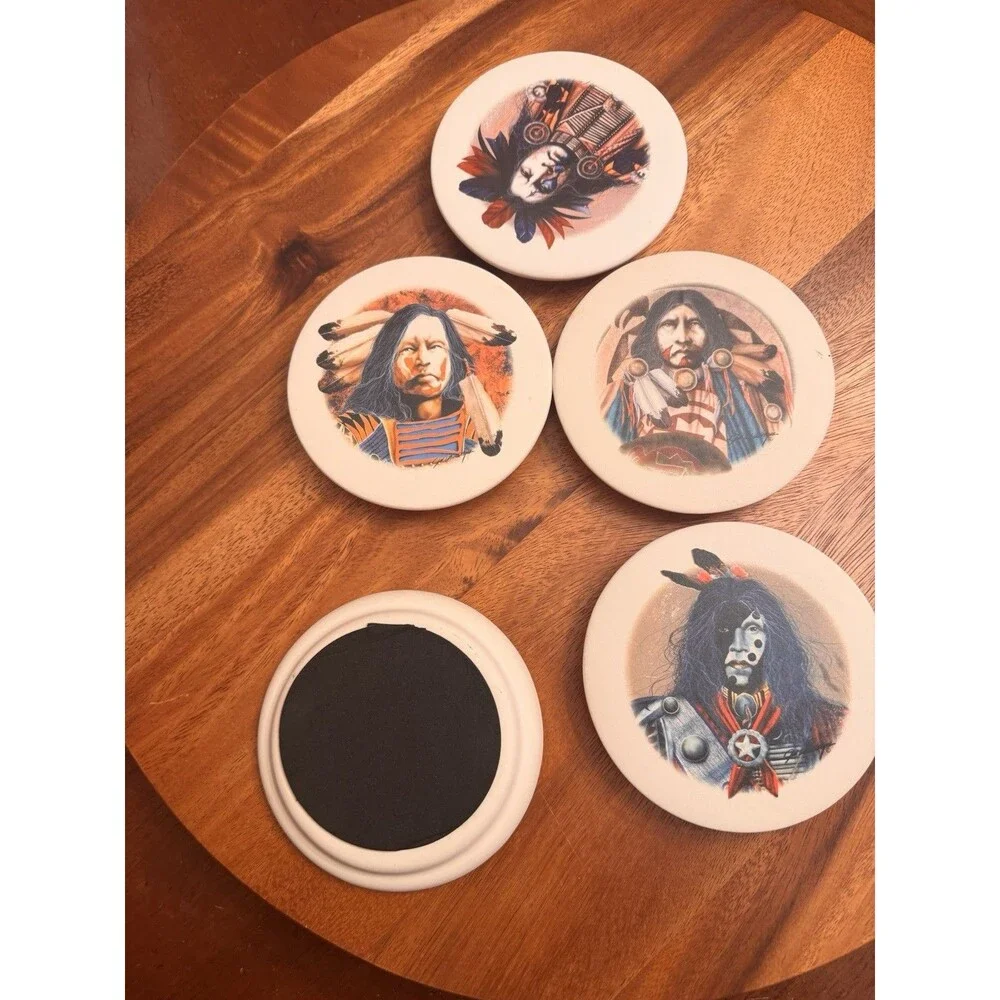 UNBRANDED  NATIVE AMERICANS Stopper Coaster Set Of  FIVE